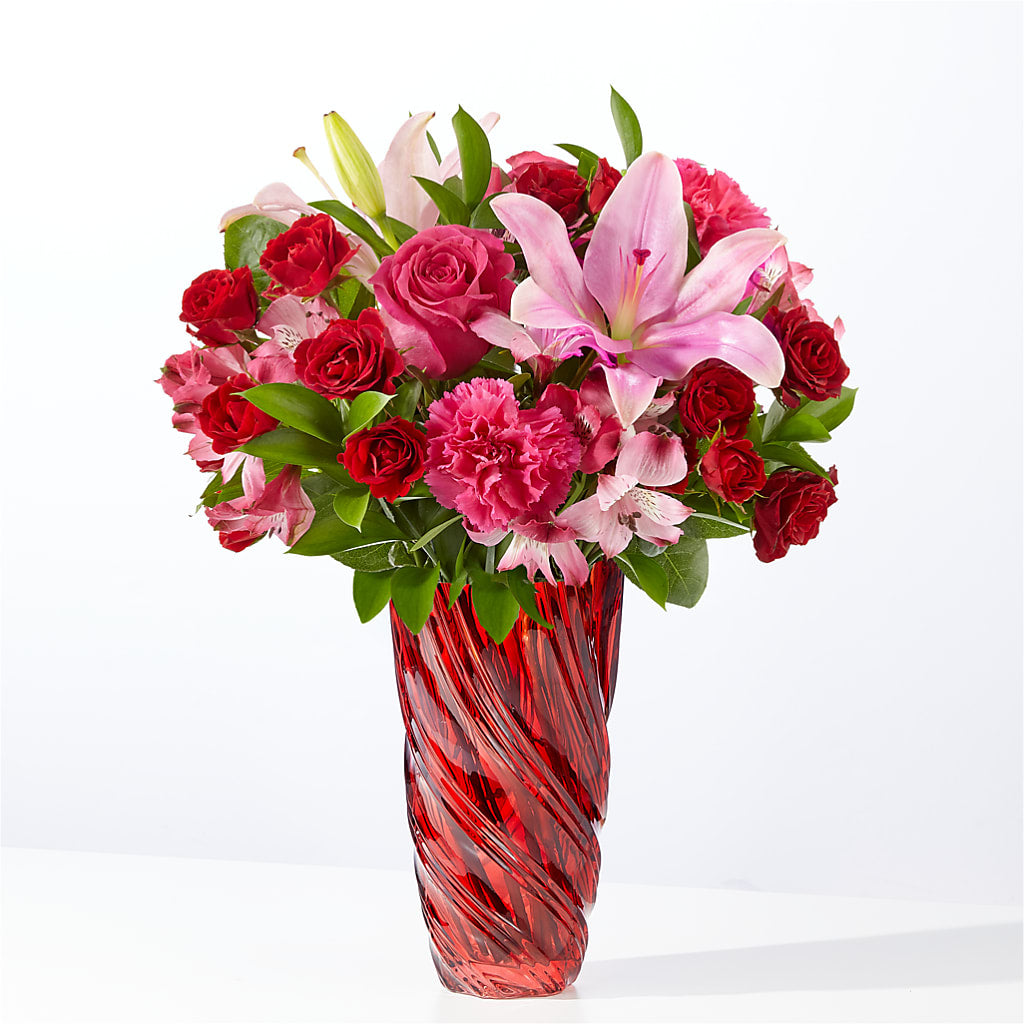 In Love Bouquet with Luxe Swirl Vase – Sayla Flowers, Los Angeles CA