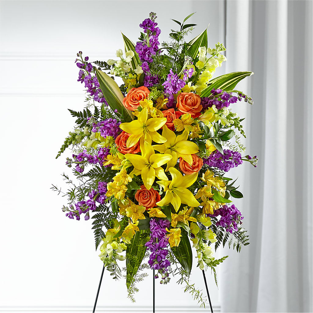 Thoughtful Prayers Standing Spray – Sayla Flowers, Los Angeles CA