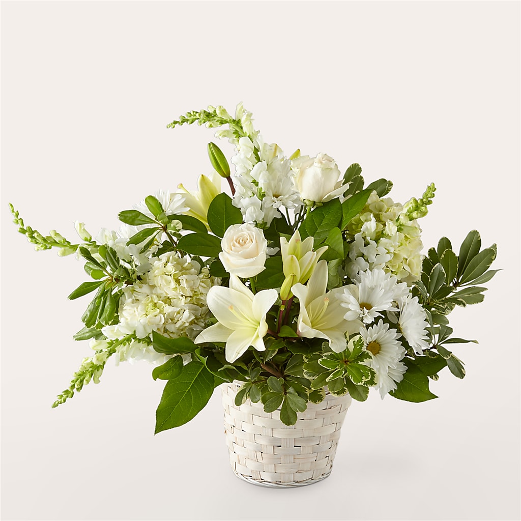 Ivory Elegance Floral Basket – Sayla Flowers, Los Angeles CA