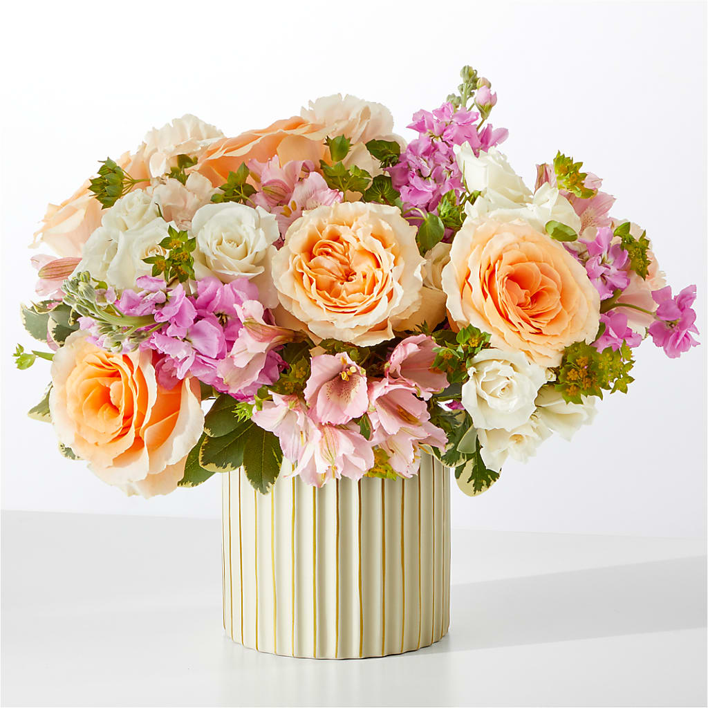 Paradise Bouquet with Ivory Vase – Sayla Flowers, Los Angeles CA