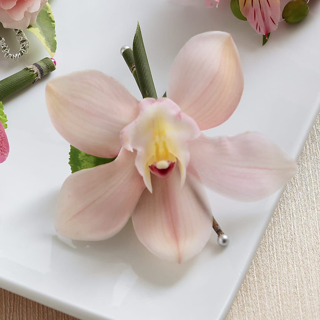 Pink Cymbidium Boutonniere – Sayla Flowers, Los Angeles CA
