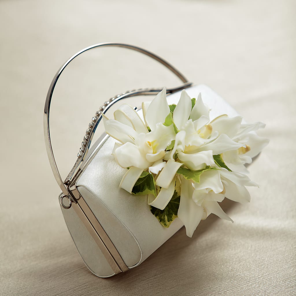 White Purse Decor – Sayla Flowers, Los Angeles CA