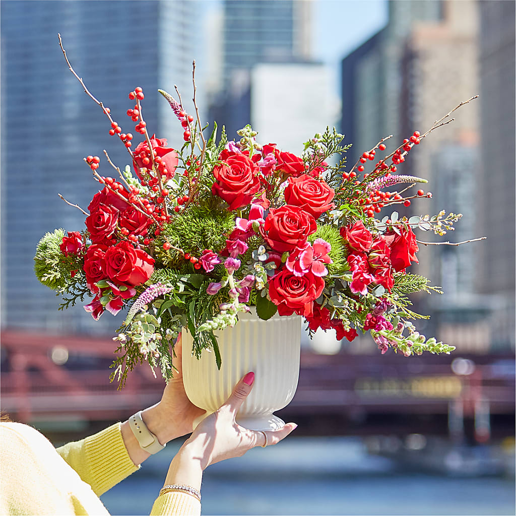 Big Red Bow Bouquet –  Sayla Flowers, Los Angeles CA