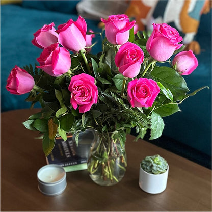 Long Stem Pink Rose Bouquet –  Sayla Flowers, Los Angeles CA