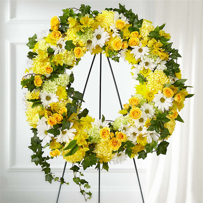 Golden Remembrance Wreath –  Sayla Flowers, Los Angeles CA