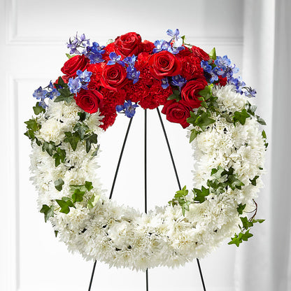 Patriotic Passion Wreath –  Sayla Flowers, Los Angeles CA