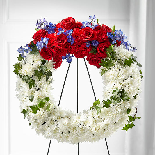 Patriotic Passion Wreath –  Sayla Flowers, Los Angeles CA