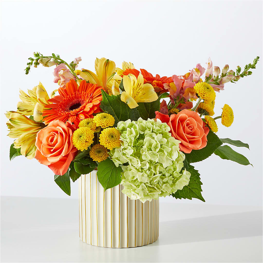 Autumn Sunshine Bouquet with Ivory Vase –  Sayla Flowers, Los Angeles CA
