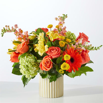 Autumn Sunshine Bouquet with Ivory Vase –  Sayla Flowers, Los Angeles CA