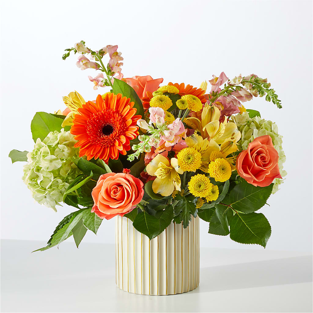 Autumn Sunshine Bouquet with Ivory Vase –  Sayla Flowers, Los Angeles CA