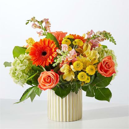 Autumn Sunshine Bouquet with Ivory Vase –  Sayla Flowers, Los Angeles CA