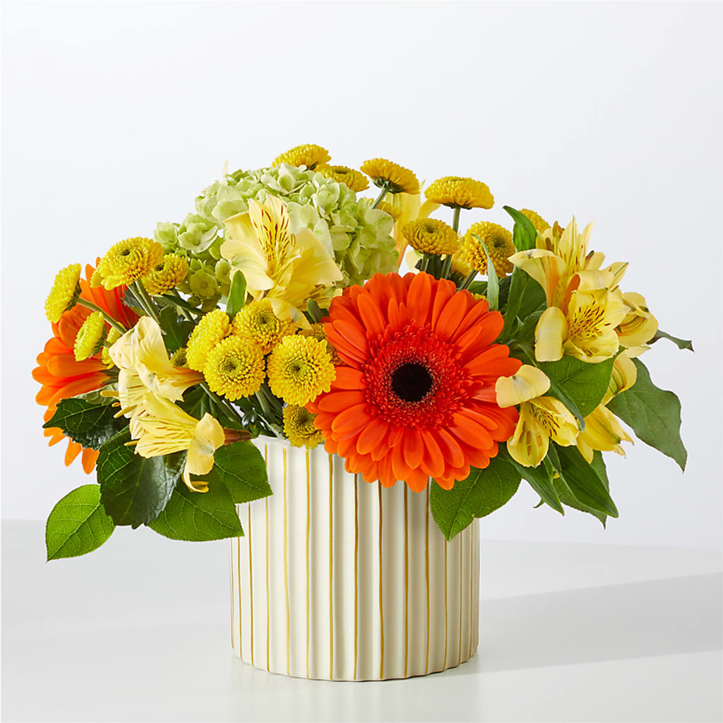 Autumn Sunshine Bouquet with Ivory Vase –  Sayla Flowers, Los Angeles CA