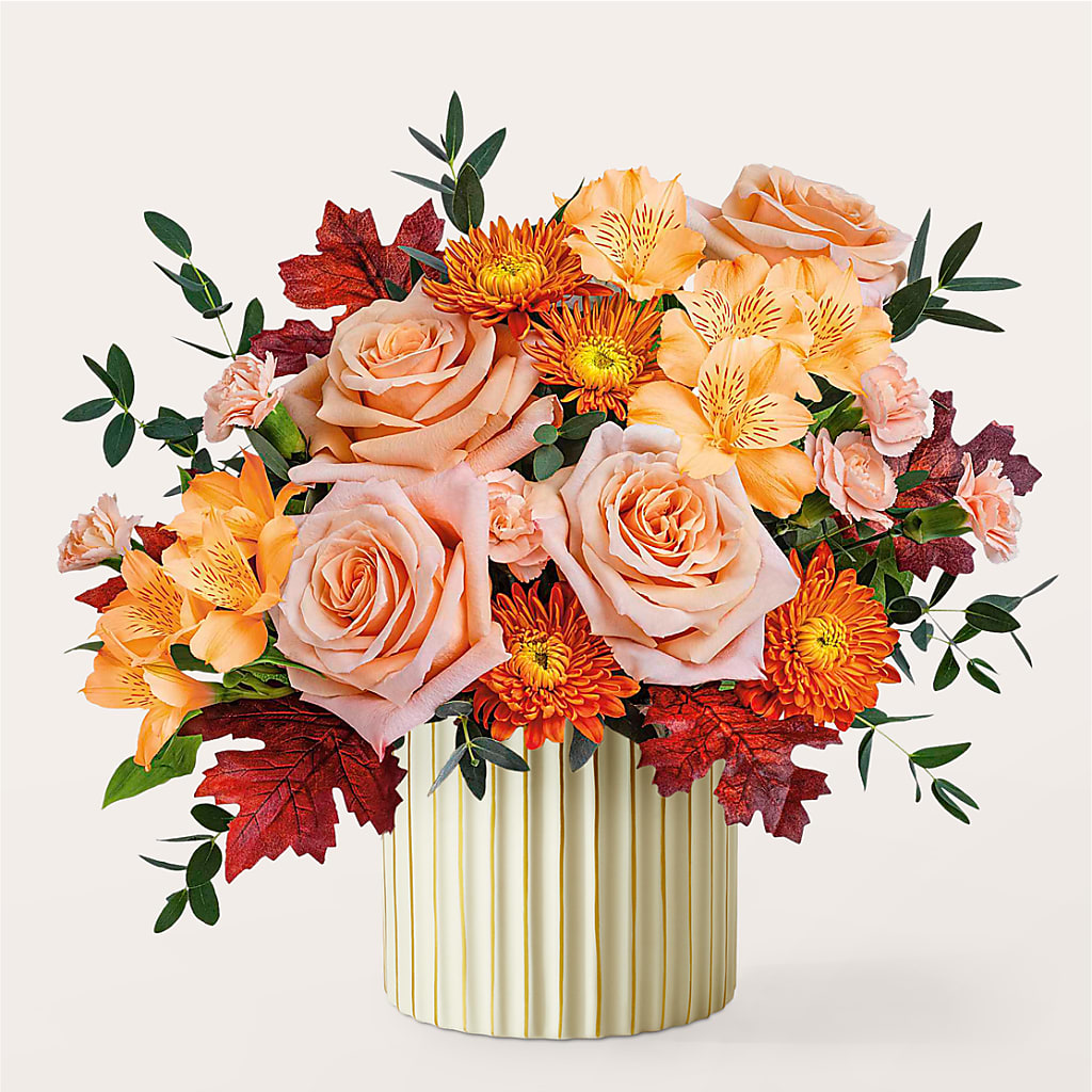 Spiced Latte Bouquet with Ivory Vase –  Sayla Flowers, Los Angeles CA