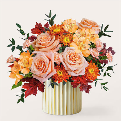 Spiced Latte Bouquet with Ivory Vase –  Sayla Flowers, Los Angeles CA