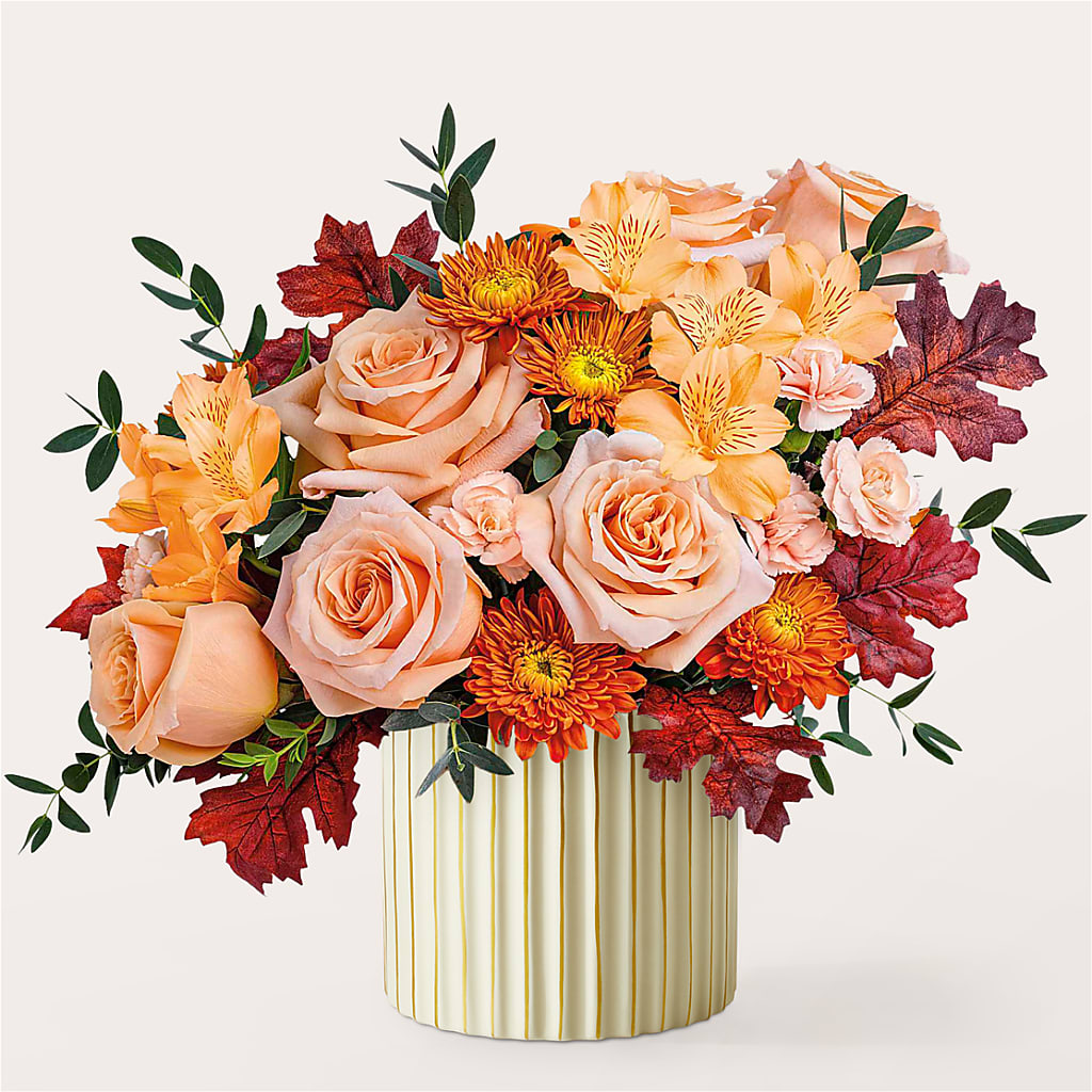 Spiced Latte Bouquet with Ivory Vase –  Sayla Flowers, Los Angeles CA