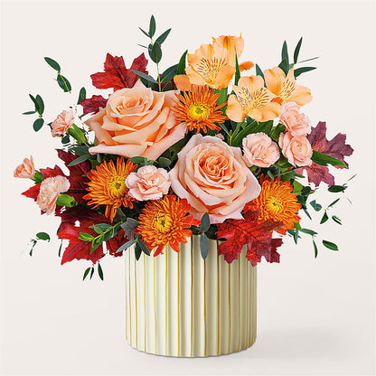 Spiced Latte Bouquet with Ivory Vase –  Sayla Flowers, Los Angeles CA