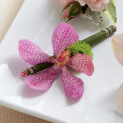 Pink Mokara Boutonniere –  Sayla Flowers, Los Angeles CA